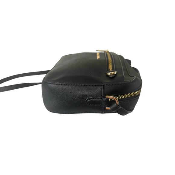 Michael Kors Jet Set Large Saffiano Leather Crossbody Bag Black Gold 35S1GTTC7L - Picture 4 of 16